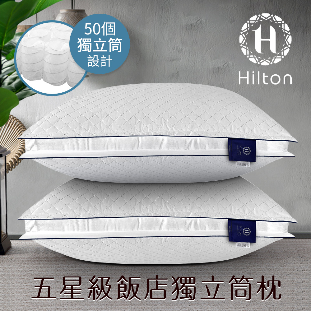 希爾頓菱格紋獨立筒白色枕70*43/單顆入