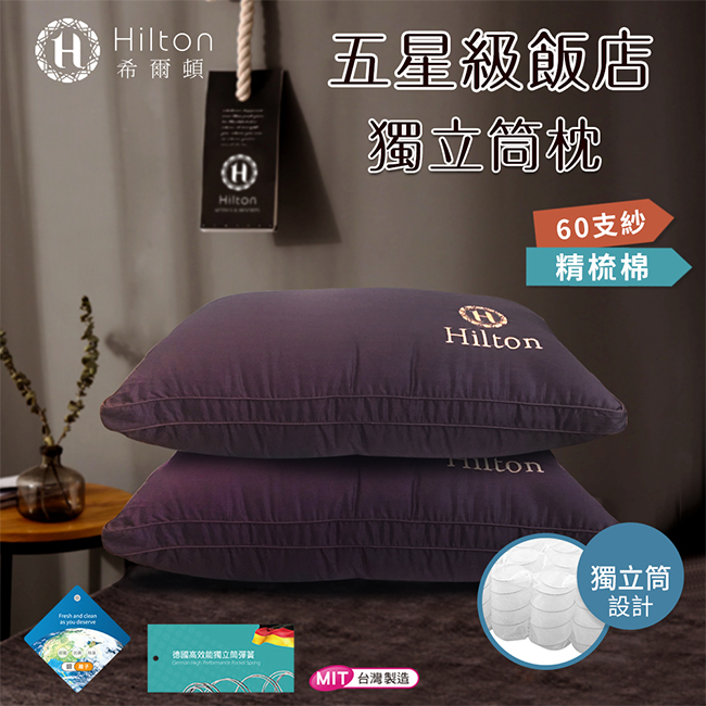 希爾頓獨立筒紫色枕70*43/單顆入